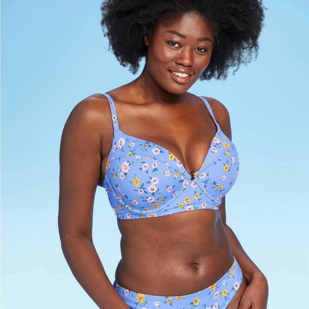 Shade & Shore Blue and Orange Bra with Molded Cups